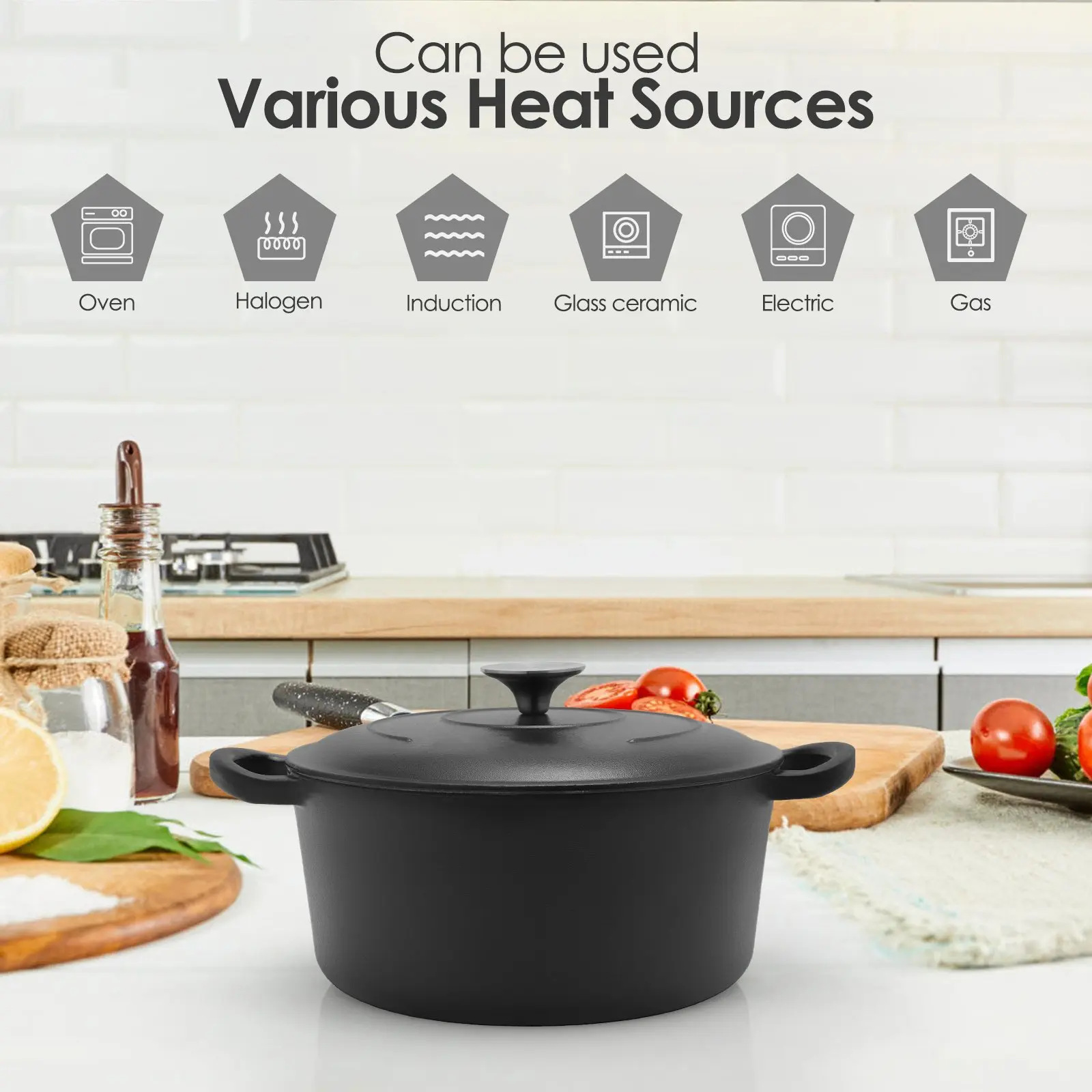6 Quart Enameled Cast Iron Dutch Oven with Lid – Premium Durability & Oven Safe up to 500°F – Heavy Duty Cookware Perfect