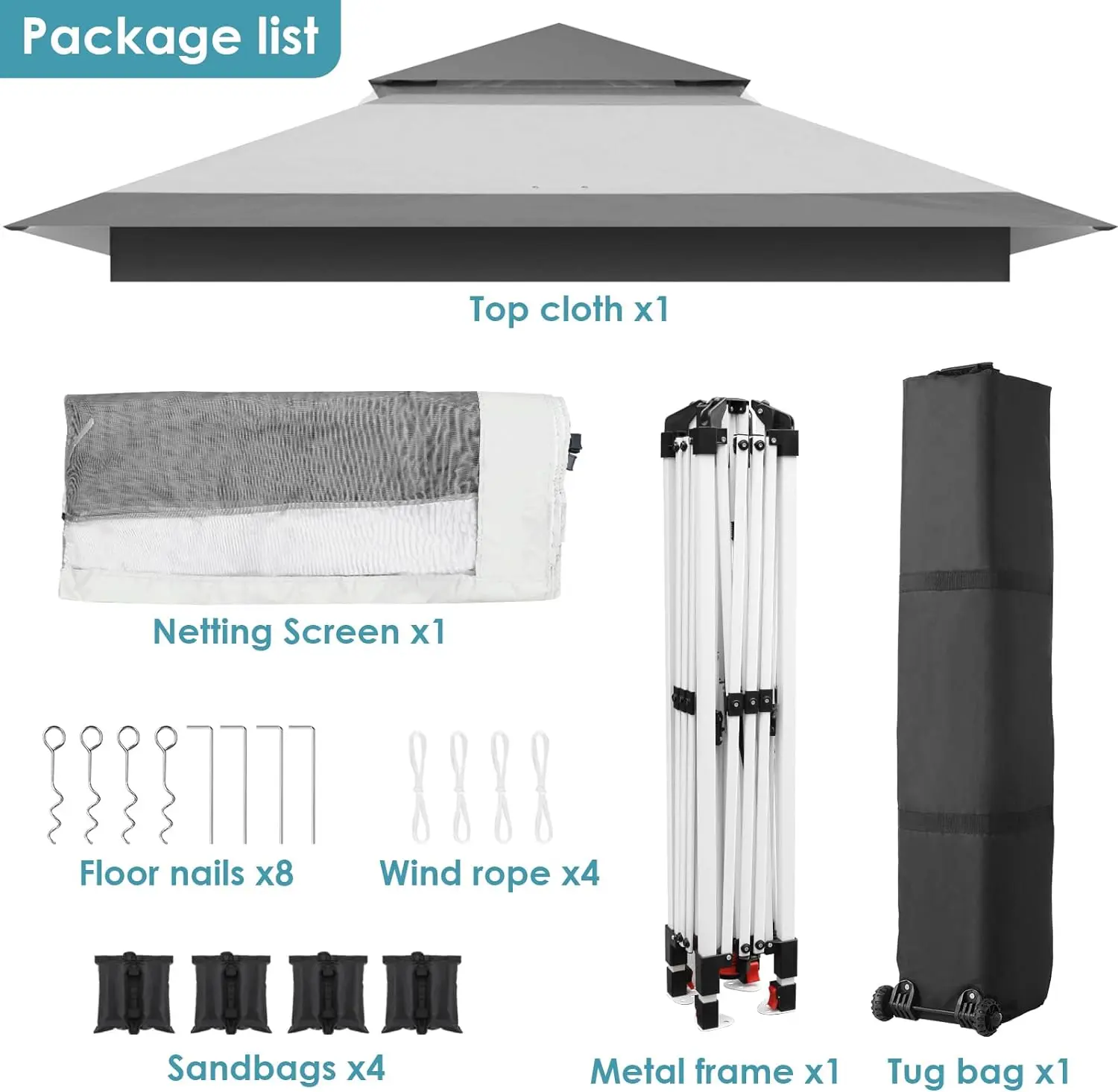 Pop Up Folding Gazebo,Waterproof Garden Party Camping Tent with 4 Mosquito Net