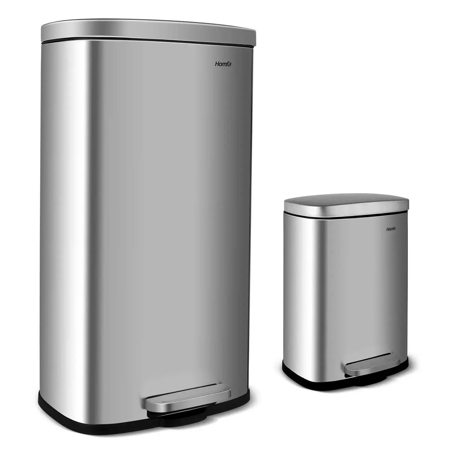 30L+5L Kitchen Trash Garbage Can Soft-Close, Resistant Trash Can with Foot Pedal-Brushed Stainless Steel, Satin Nickel