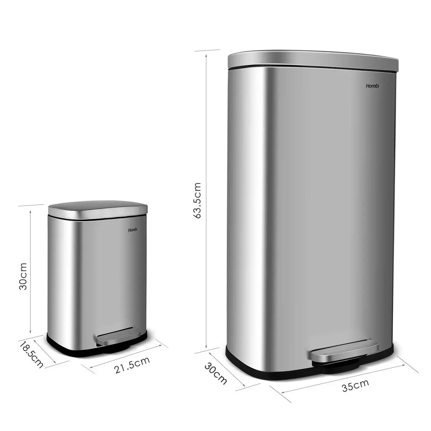 30L+5L Kitchen Trash Garbage Can Soft-Close, Resistant Trash Can with Foot Pedal-Brushed Stainless Steel, Satin Nickel