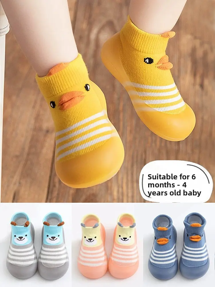 2‌025 Autumn Winter Cute Cartoon Baby Socks Shoes Combo Soft Sole Anti-Slip Toddler Socks for 1-3 Year Old Boys Girls‌