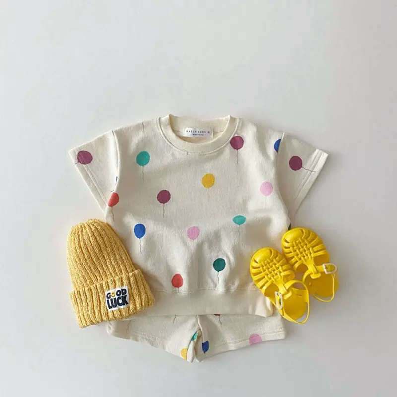 ‌2025 Korean Style Cartoon Toddler 2-Piece Set Summer Short Sleeve T-Shirt & Shorts Cute Instagram Fashion Baby Clothes Outfit ‌