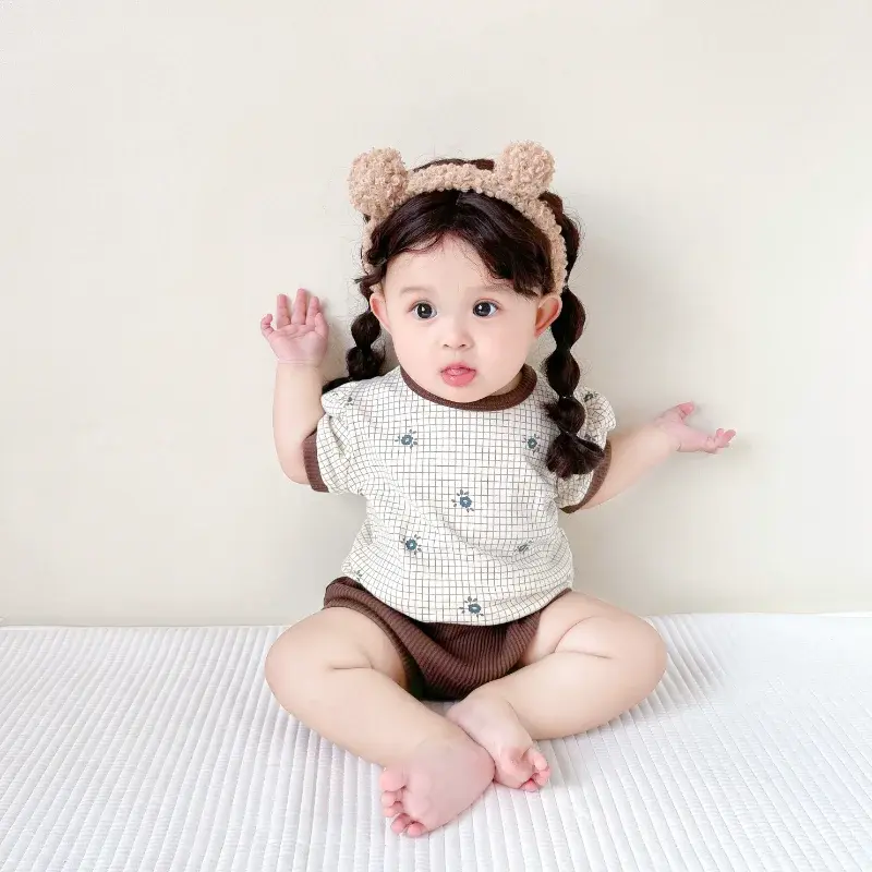 2023 Summer Baby Clothing Set Floral Tee And Bloomer 2Pcs Suit Baby Clothes