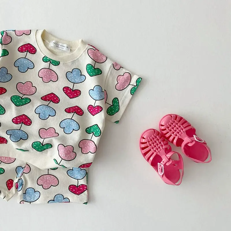 ‌2025 Korean Style Cartoon Toddler 2-Piece Set Summer Short Sleeve T-Shirt & Shorts Cute Instagram Fashion Baby Clothes Outfit ‌
