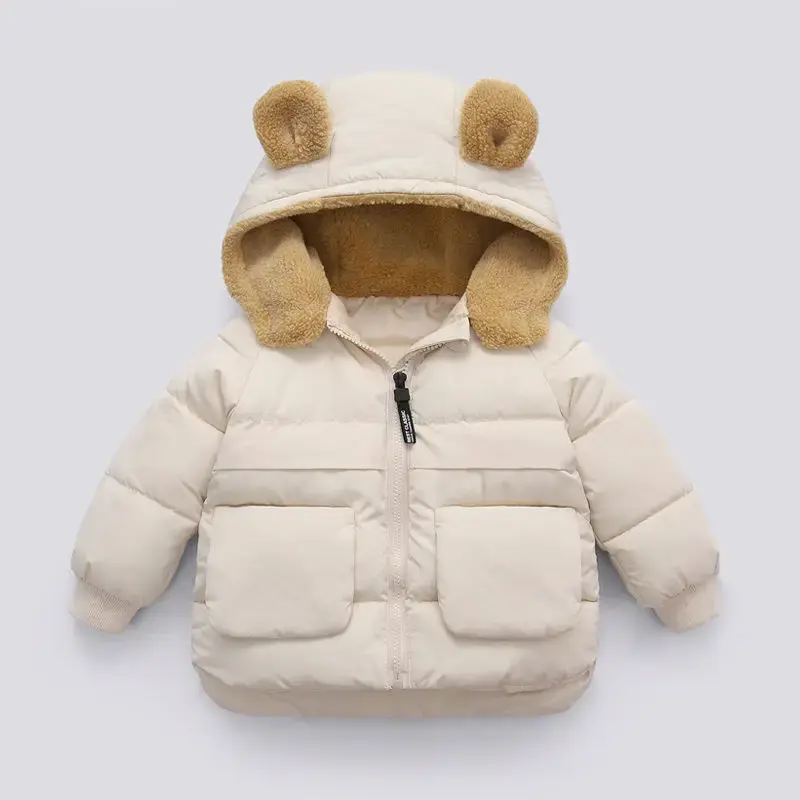 Autumn Winter Warm Outerwear Girl Boy Hooded Lamb Fleece Down Jackets Casual Jacket Children Clothes 2024 New Baby Thicken Coats