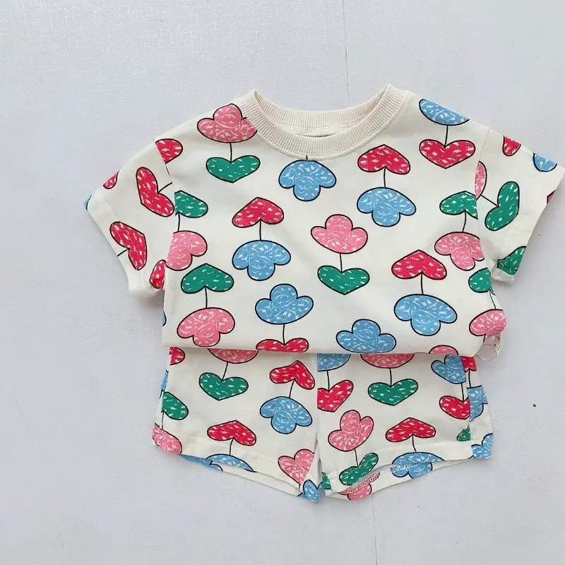 0-6 Age Boys And Girls Short Sleeve Casual Tracksuit Children Clothing Summer Thin Loose Leisure Wear Home Clothes Two-piece
