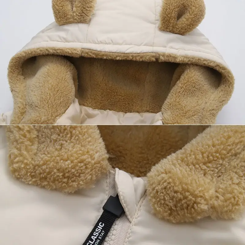 Autumn Winter Warm Outerwear Girl Boy Hooded Lamb Fleece Down Jackets Casual Jacket Children Clothes 2024 New Baby Thicken Coats