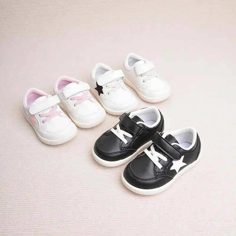 New Spring Baby Shoes For Boy Leather Toddler Children Barefoot Shoes Soft Sole Outdoor Kids Tennis Fashion Girls Sneakers