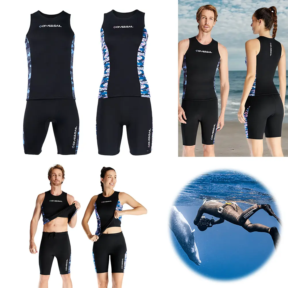 2mm Neoprene Sleeveless Vest/Shorts Women Wet Suit Top & Shorts Wet Suit Top Men Women Wet Suit Vest for Surfing Cold