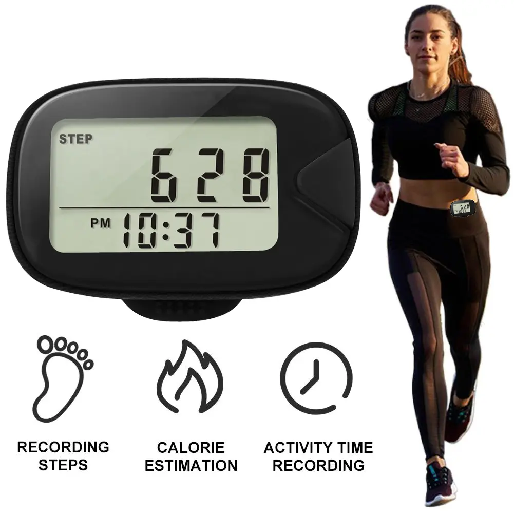 Walking Pedometer Portable Pedometer LCD Display Accurate Step Tracker Multi-Function Walking Step Counter for Walking Running