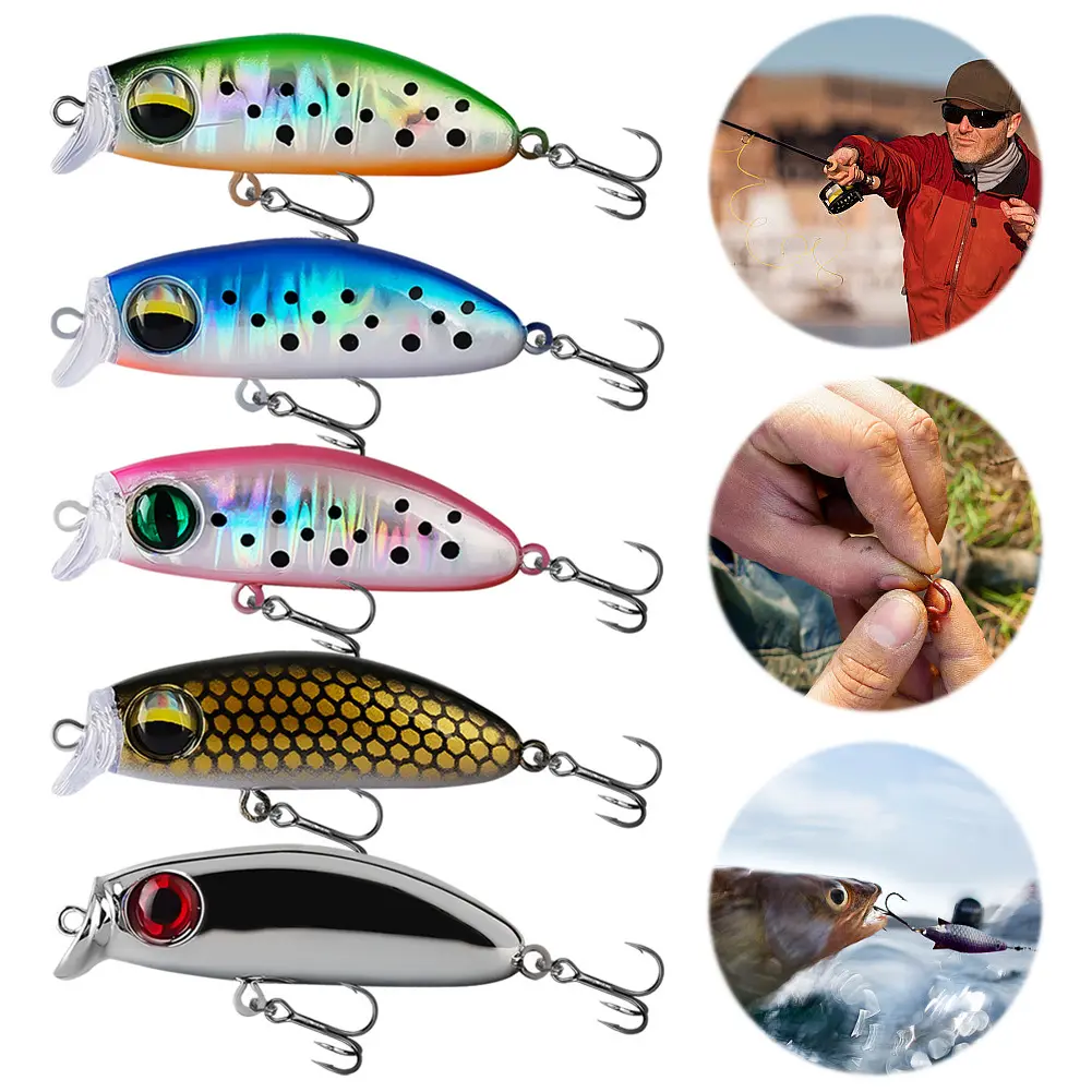 5pcs Mixed Colors Minnow Fishing Lures Artificial Hard Bait Swimbait Fishing Bait for Trout Bass Carp Fishing Accessories