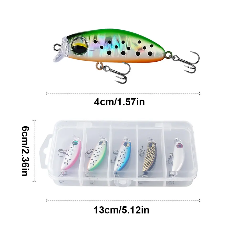 5pcs Mixed Colors Minnow Fishing Lures Artificial Hard Bait Swimbait Fishing Bait for Trout Bass Carp Fishing Accessories