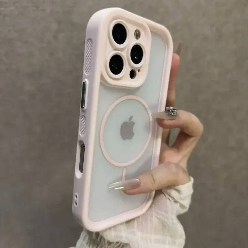 Luxury Matte Magsafe Transparent Phone Case For iPhone 11 12 13 14 15 16 17 Pro Max Plus 17 Air Magnetic Shockproof Bumper Cover