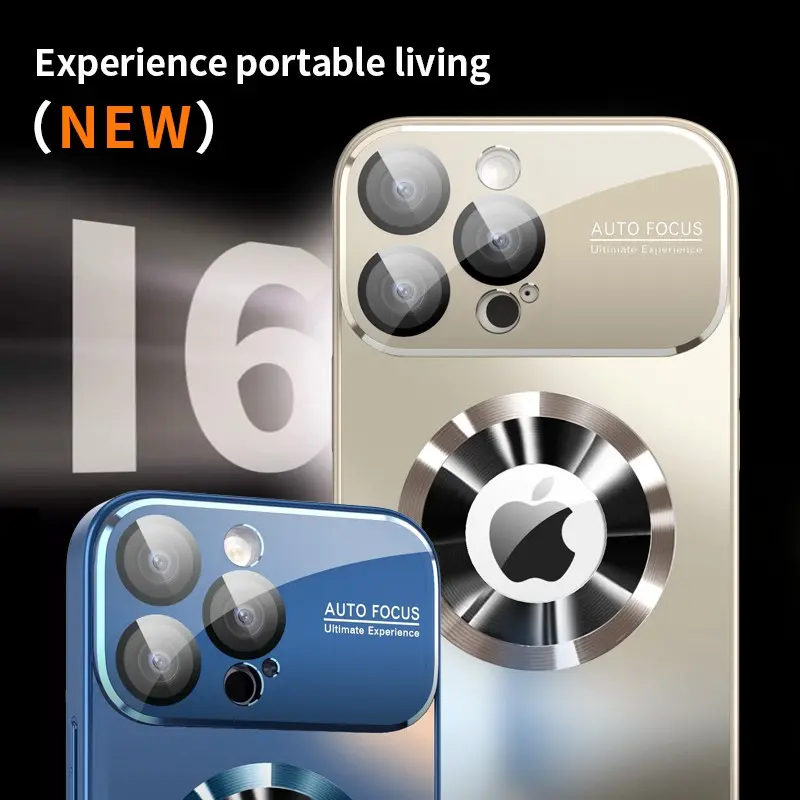 Luxury Glass Camera Lens For Magesafe Magnetic Wireless Charging Case For iPhone 11 12 13 14 15 16 Pro Max Plus Shockproof Cover