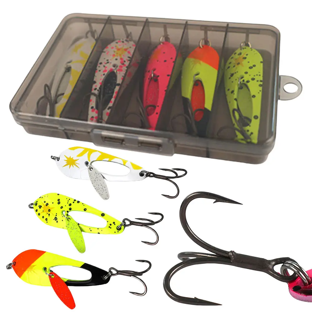 5Pcs 4g Metal Spoon Fishing Lures with Treble Hooks Spinner Bait Crankbait for Bass Pike Fishing Accessories