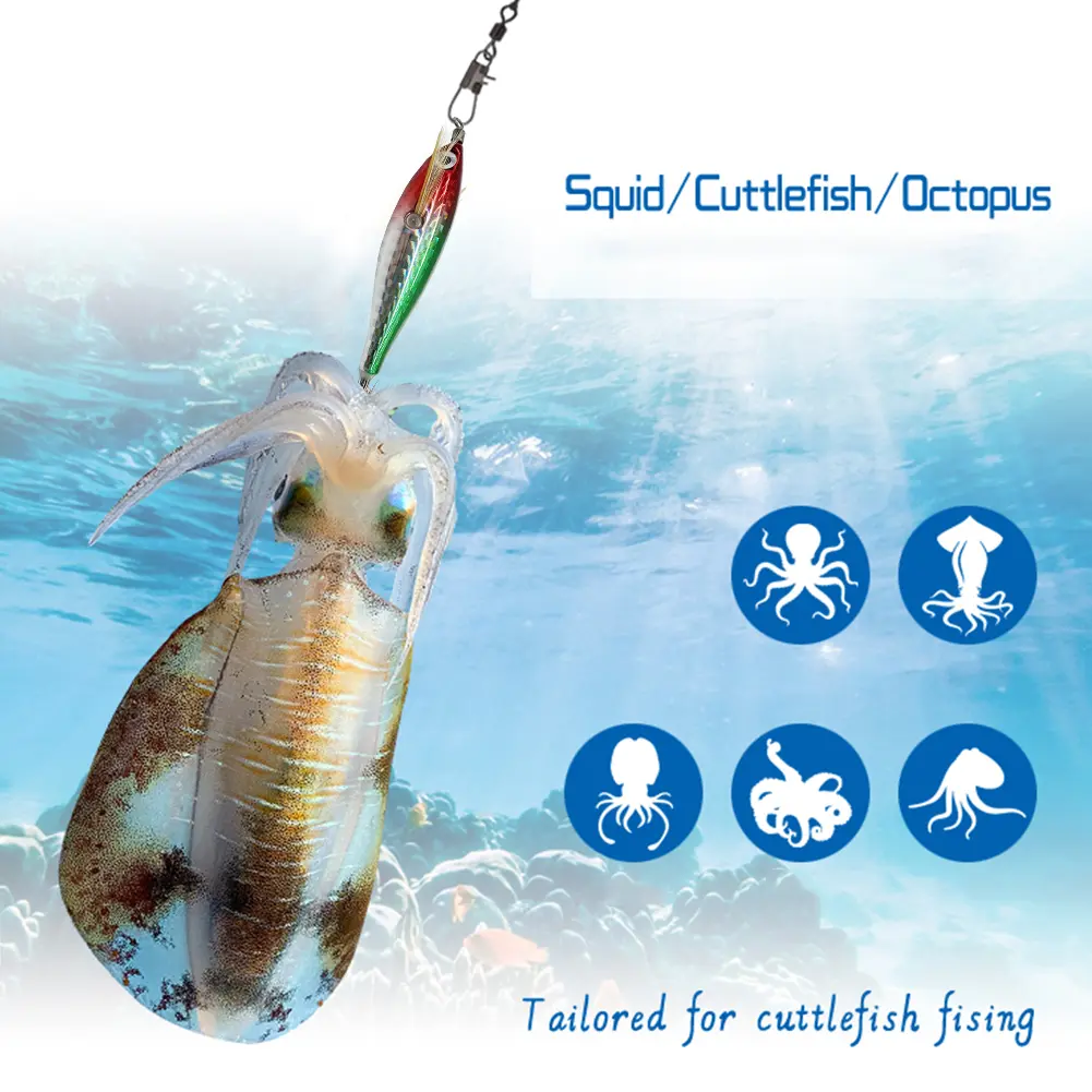 Luminous Fishing Bait Lure Hook Fishing Tackles Squid Hook Fluorescent Fishing Lures Luminous Squid Jig Hooks for Fishing