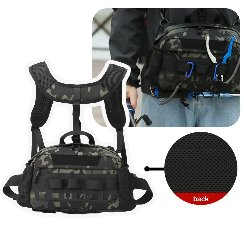 Vest Backpack Sturdy Camping Backpack Fishing Vest Chest Bag for Climbing Cycling Hiking Trail