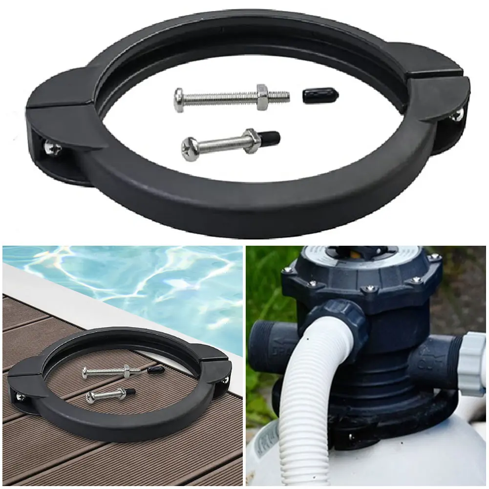 SF80110-2 Pool Clamp Collar Ring Replacement Part with Screws Sand Filter Valve Clamp for Intex 12 & 14 Inch Sand Filter Pump