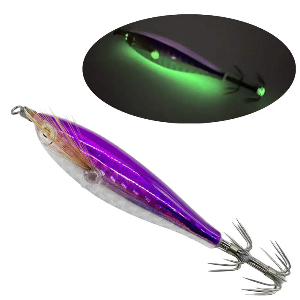Luminous Fishing Bait Lure Hook Fishing Tackles Squid Hook Fluorescent Fishing Lures Luminous Squid Jig Hooks for Fishing