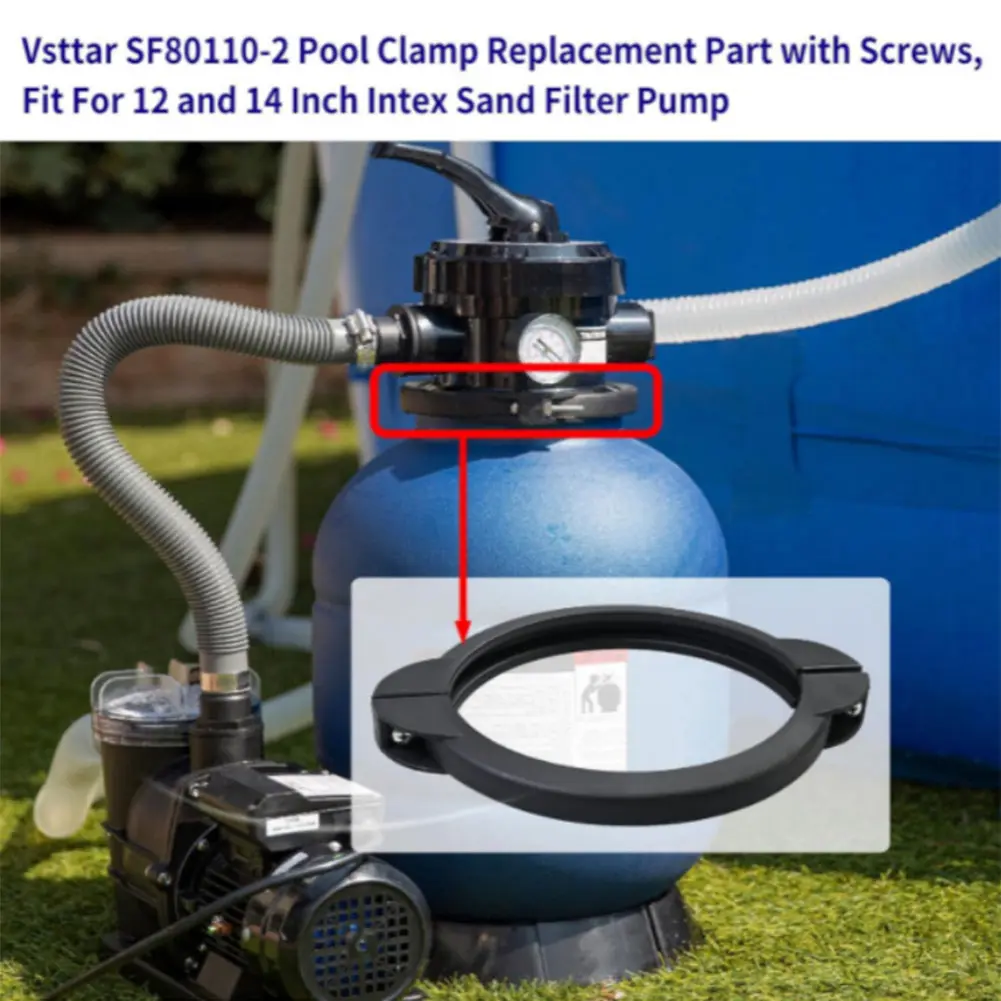 SF80110-2 Pool Clamp Collar Ring Replacement Part with Screws Sand Filter Valve Clamp for Intex 12 & 14 Inch Sand Filter Pump