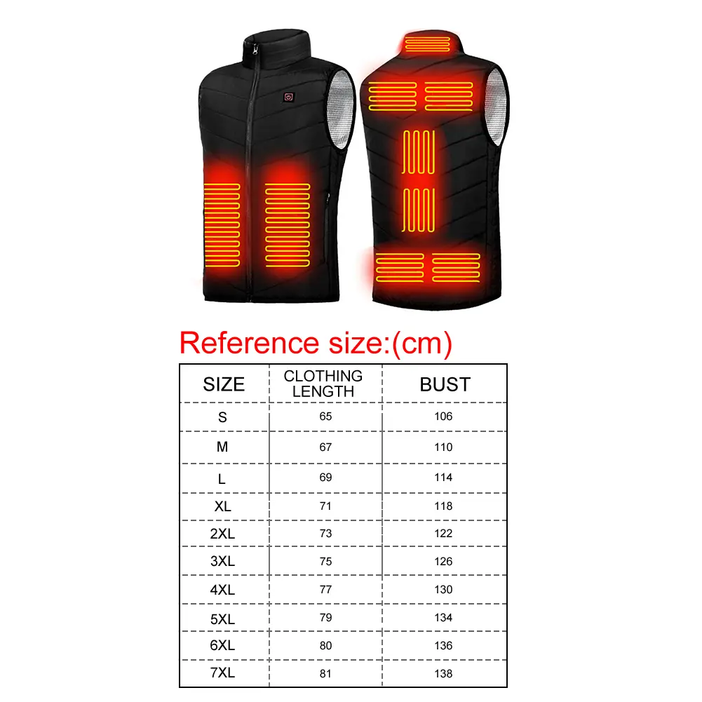 Unisex Electric Heated Vest 9 Heating Areas Electric Heated Jackets Washable Lightweight USB Charging Camping Outdoor Sportswear