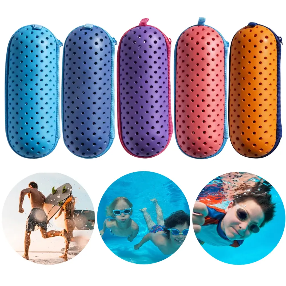 Swim Goggle Case Swimming Goggles Protection Box with Clip & Drain Holes Goggles Protective Case Breathable Swimming Accessories