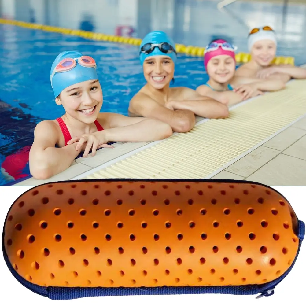 Swim Goggle Case Swimming Goggles Protection Box with Clip & Drain Holes Goggles Protective Case Breathable Swimming Accessories
