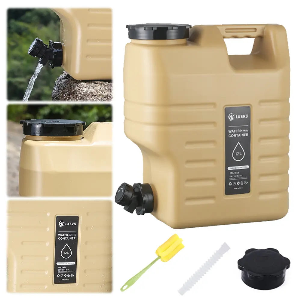 12L Portable Water Tank Leak-Proof Drinking Water Bucket Large Capacity Water Dispenser Carrier for Vehicle Car Camping