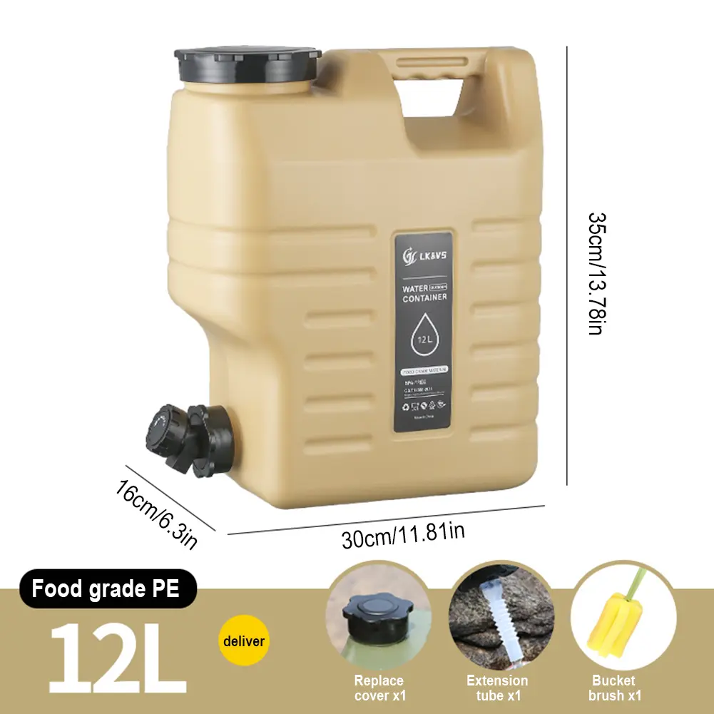 12L Portable Water Tank Leak-Proof Drinking Water Bucket Large Capacity Water Dispenser Carrier for Vehicle Car Camping