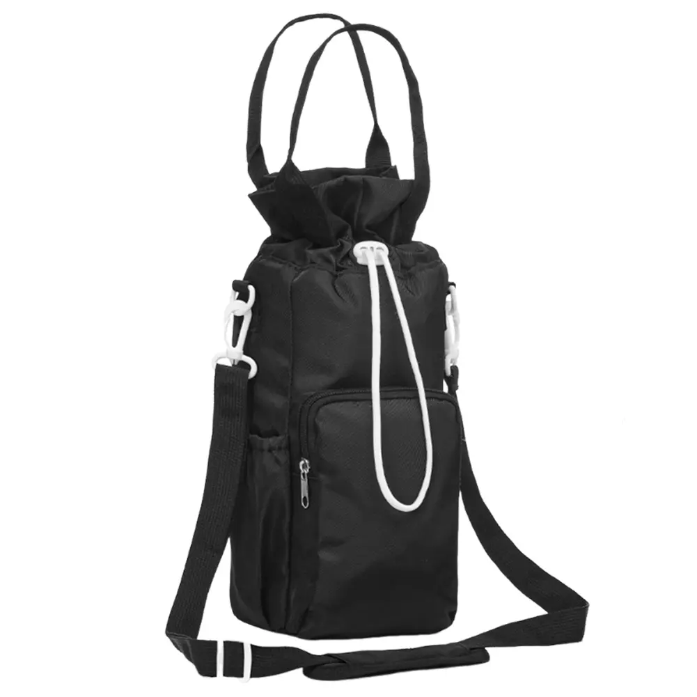 Crossbody Water Bottle Bag Adjustable Strap Water Bottle Sling Bag with Handle Drawstring Water Bottle Carrier Cup Accessories