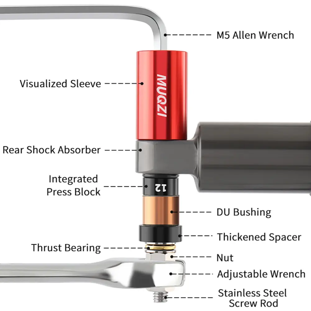 MTB Rear Shock Absorber Bushing Tool with 2 Adapters Rear Suspension Bushing Removal Installation Tool Bicycle Repair Tool