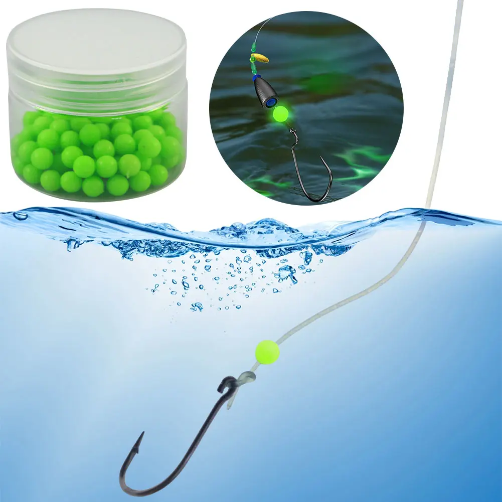 100pcs/box Luminous Fishing Beads Fishing Space Beans Fishing Accessories Line Beads Round Float Balls