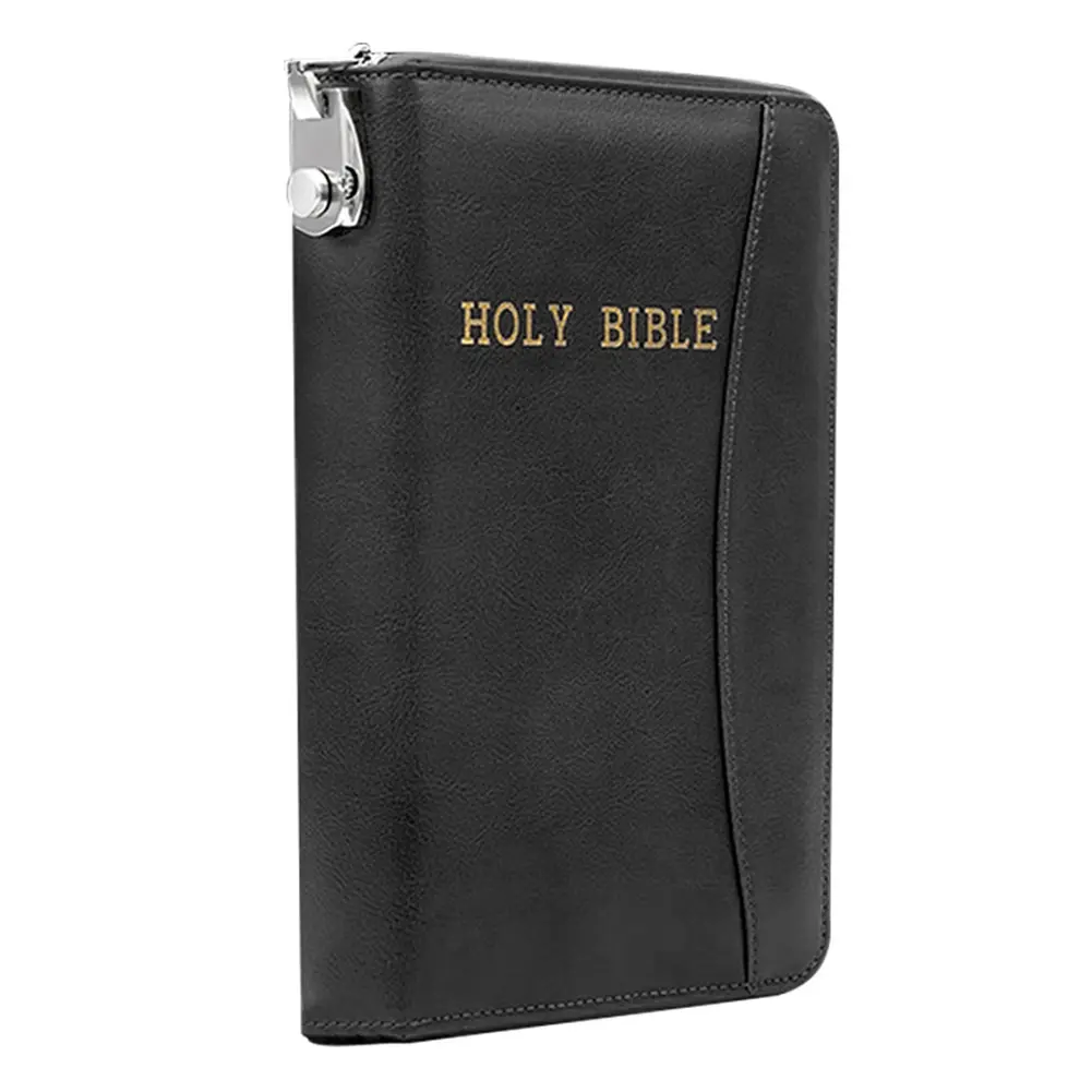 Lockable Soft Pistols Case Holy Bible Leather Gun Bags Concealment Organizer for Glocks&Small Handguns Storage