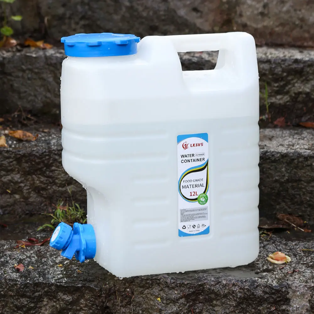 12L Drinking Water Bucket with Faucet Water Dispenser Carrier Large Capacity Water Container Jug for Vehicle Car Camping