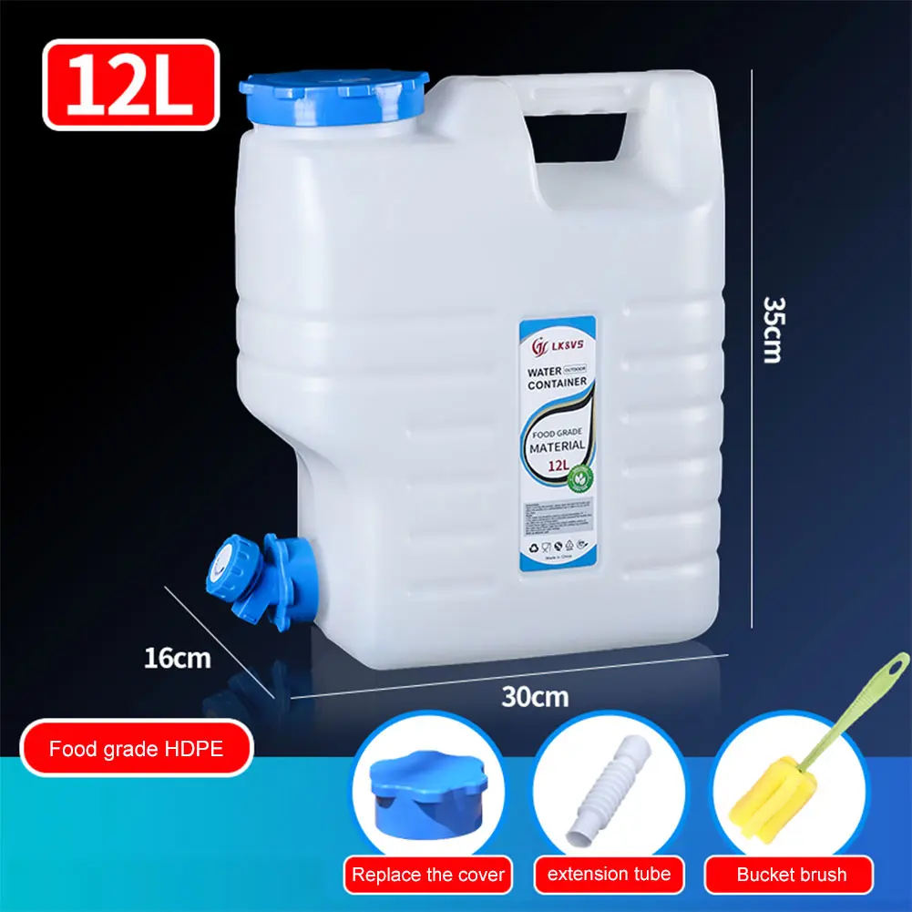 12L Drinking Water Bucket with Faucet Water Dispenser Carrier Large Capacity Water Container Jug for Vehicle Car Camping