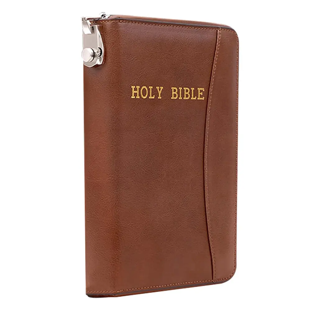 Lockable Soft Pistols Case Holy Bible Leather Gun Bags Concealment Organizer for Glocks&Small Handguns Storage