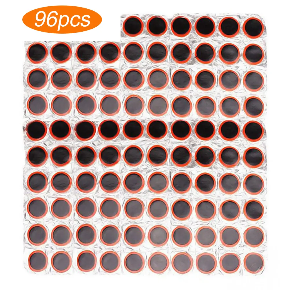 96pcs Tyre Rubber Patch Cycling Puncture Repair Mountain Bicycle Tire Tools Kits Portable Waterproof Cycling Elements