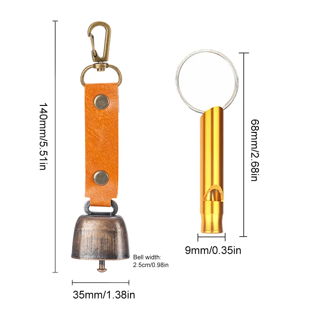 Bear Bell with Emergency Whistle Set with Magnetic Silencer Bear Repelling Bell for Outdoor Camping Survival Hiking Climbing