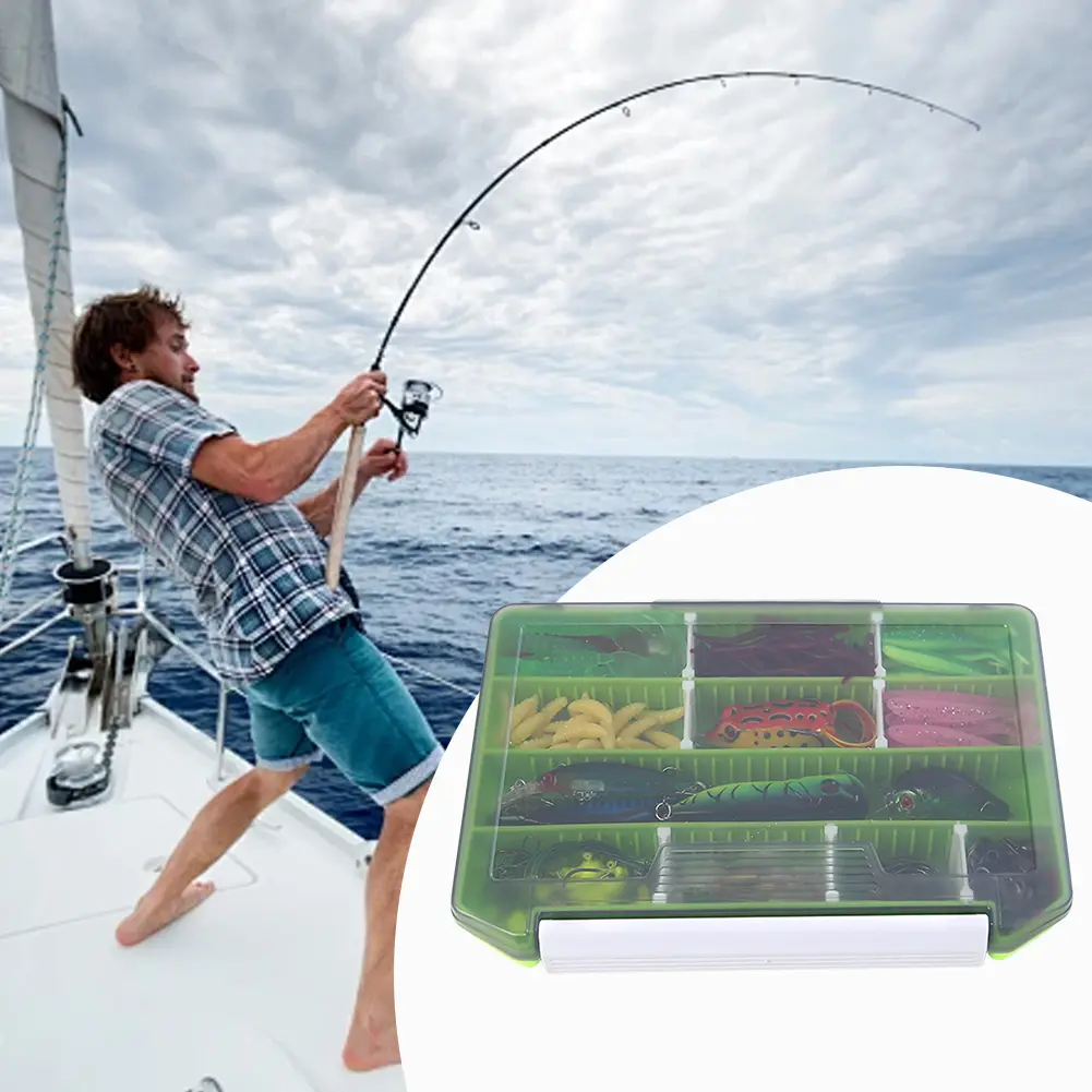 240PCS Fishing Lure Accessories Set with Worm Grub Lure Jointed Crankbait Metal Jig Spoon Tackle with Fishing Swivels Jig Hooks