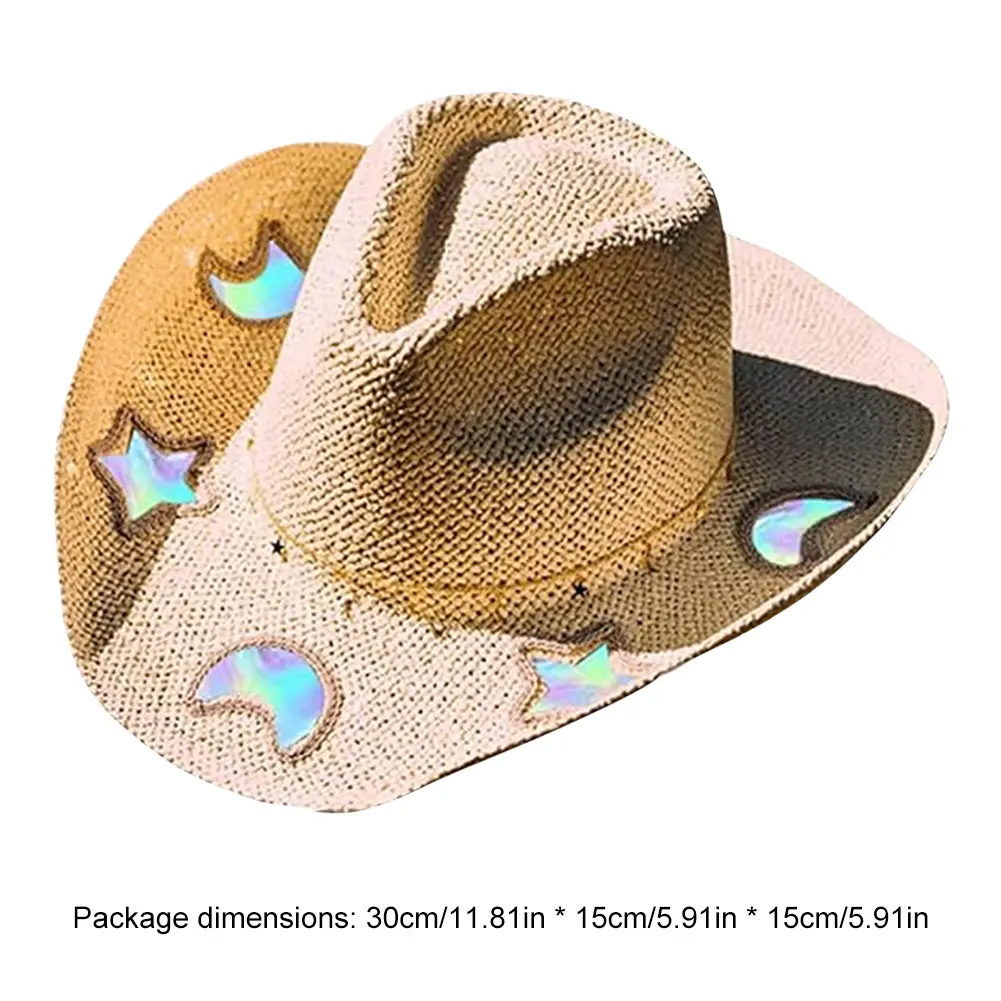 Straw Cowgirl Hat for Women Girls Shapeable Cowgirl Hat Vintage Summer Woven Sun Hat for Summer Vacation