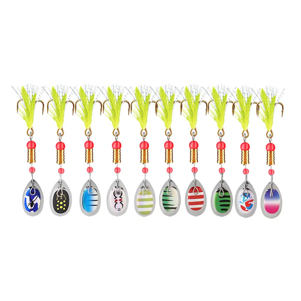 10pcs Boxed Metal Spoon Spinner Fishing Lure Artificial Bait Rotating Spoon Kit Fishing Gift for Dad Father
