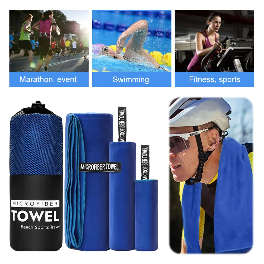 3Pcs Sports Towel Microfiber Beach Towel Quick Drying Towel Set for Fitness Yoga Swimming Sports