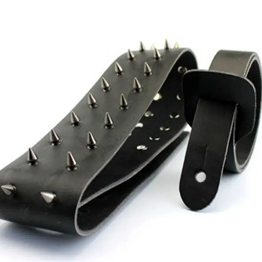 Guitar Strap Metal Spike Studded Adjustable Heavy Duty Leather Accesseries For Electric/Acoustic Guitar/Classical Guitar/Bass