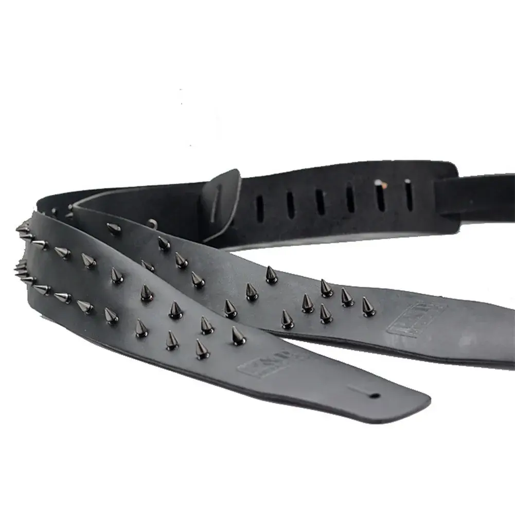 Guitar Strap Metal Spike Studded Adjustable Heavy Duty Leather Accesseries For Electric/Acoustic Guitar/Classical Guitar/Bass