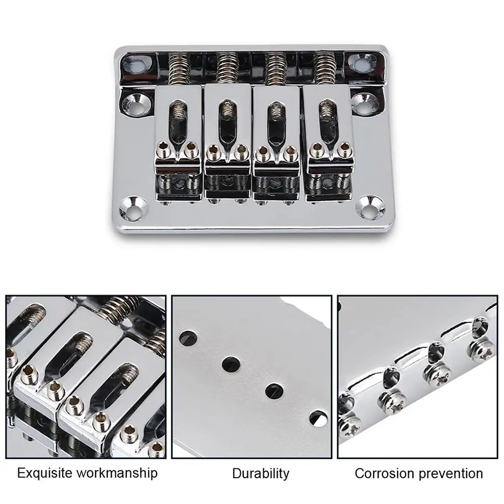 4String Guitar Bridge Tailpiece Hardtail For CigarBox Guitars Ukulele Accessory Adjustable String Saddles Musical Instruments
