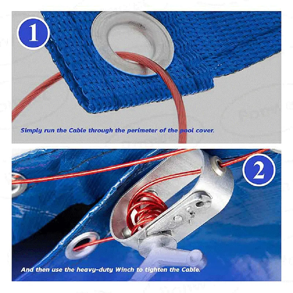 130FT Swimming Pool Cover Cable Winch Pool Closing Tool Cable and Heavy-Duty Winch for Above Ground Swimming Pool Winter Safe