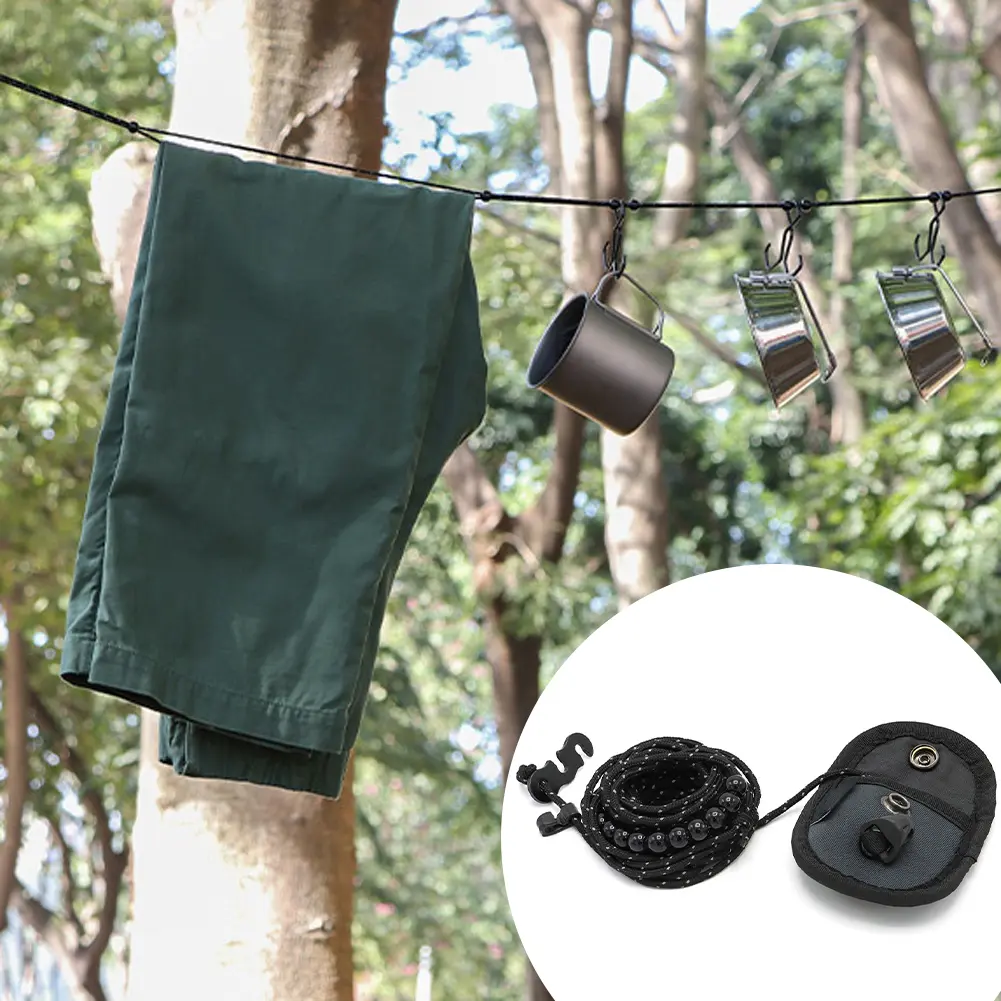 3 Meters Outdoor Clothesline Windproof Portable Storage Rope Hanger-Free Clothesline for Backpacking Hotel Travel Clothes Rope