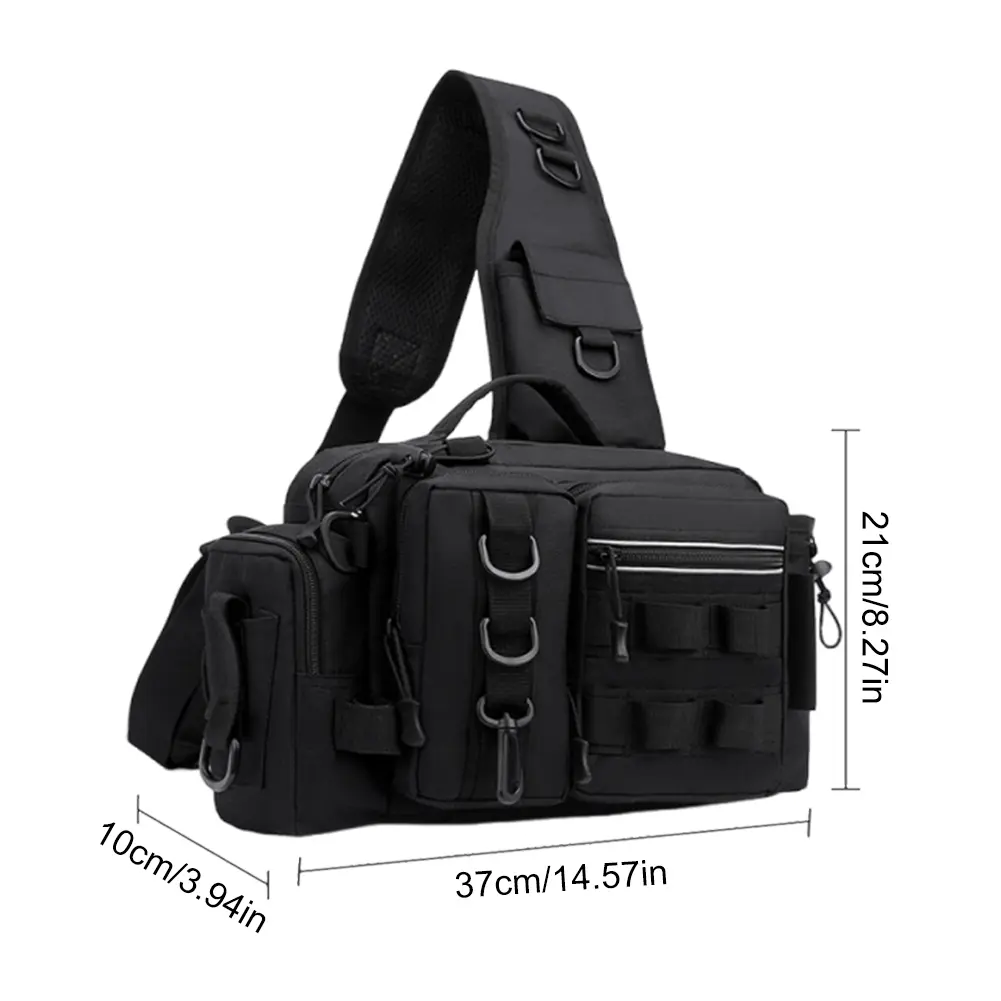 Fishing Lure Box Gear Storage Bag with Rod Holder Portable Backpack Fishing Waist Bag for Fishing Camping Hiking Men Women Gift