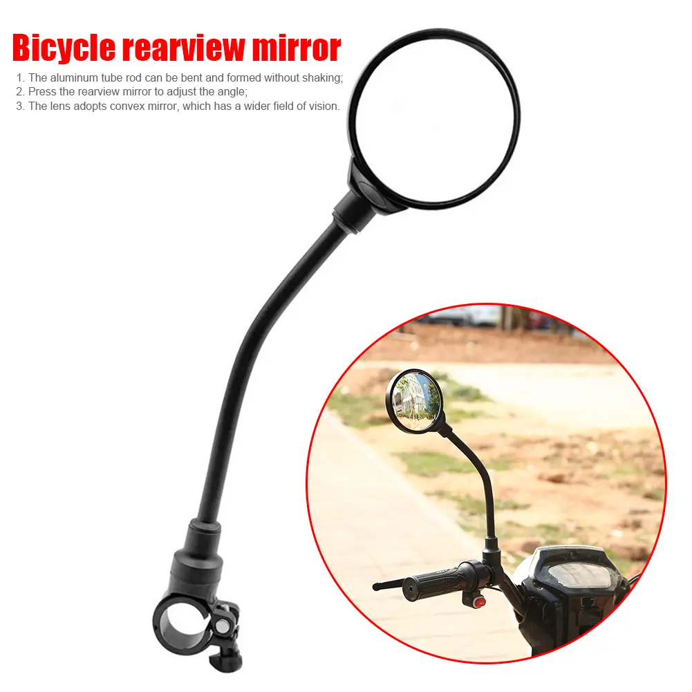 Bicycle Mirror Rear View Glass Bendable Hose Adjustable Cycling Wide Range Back Sight Reflector Wide Range Cycling Accessories