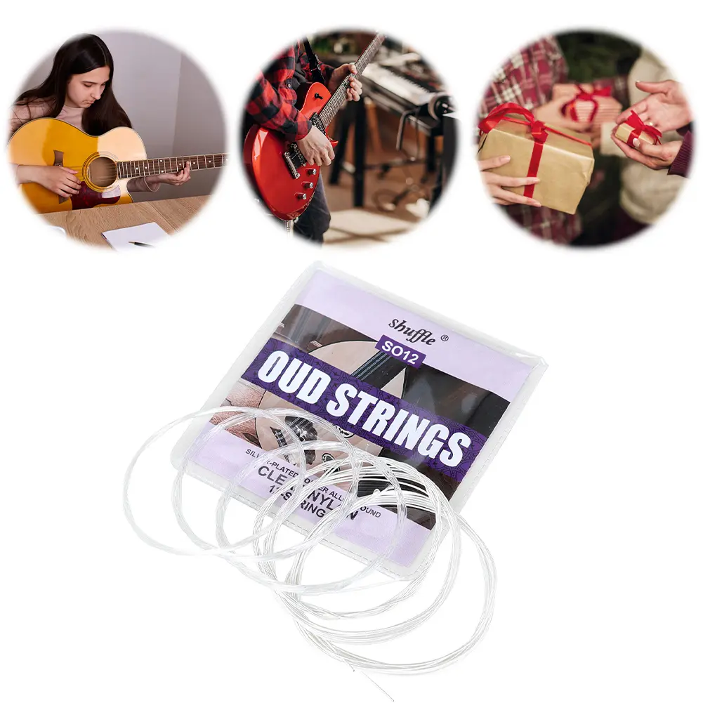 12pcs/set Oud Strings Replacement Oud Strings Nylon Silver Plated Alloy Wound String String Instrument Accessory